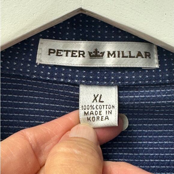 Peter Millar Men's Polo Blue with White Dots Size XL - Picture 6 of 6